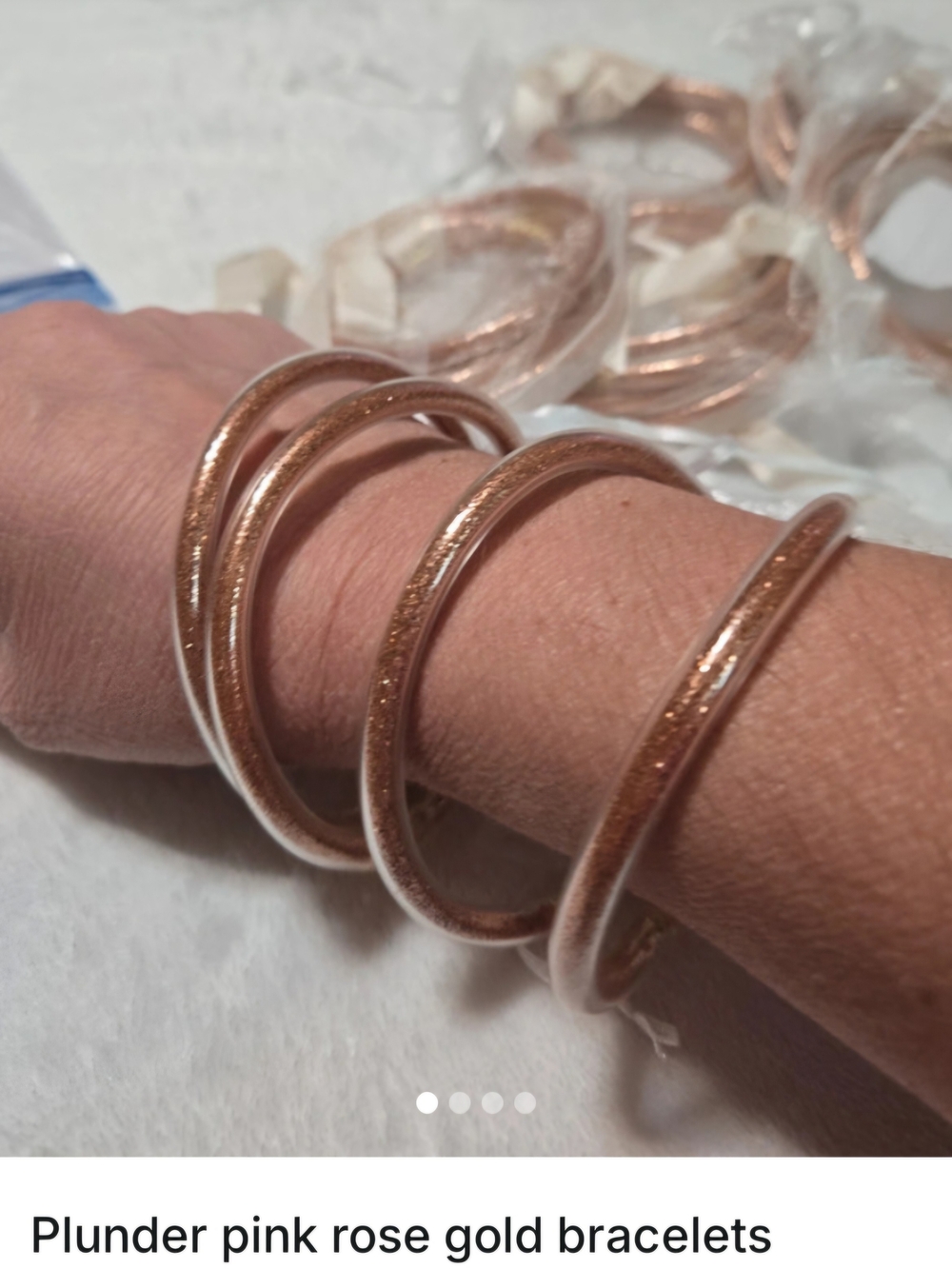 Plunder Rose Gold Pink Stacked Bangle Bracelets